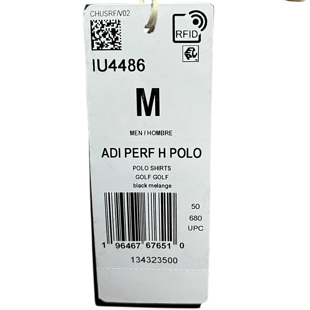 adidas Men's Performance Polo Golf Shirt M‎ Gray Black Moisture-wicking Fabric